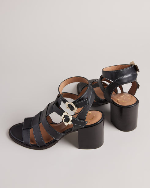 <P>Strappy Block Heeled Leather Sandal</P>
